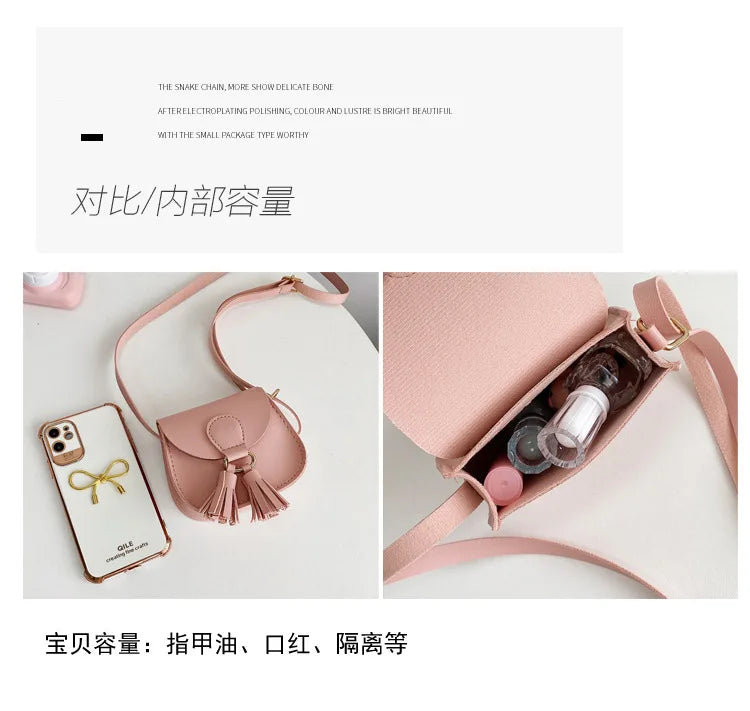 PU Leather Children Small Shoulder Bag Cute Princess Accessories Kids Coin Purse Handbags Cute Girls Baby Tassel Crossbody Bags