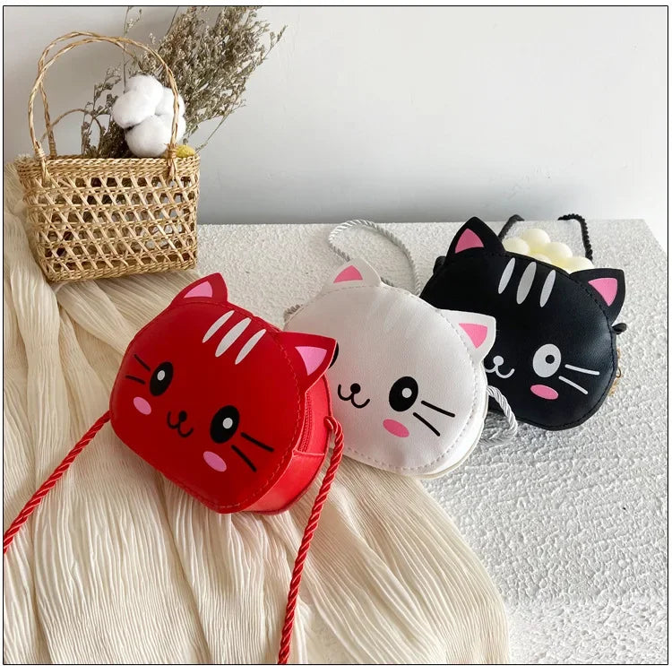 Cute Design Children's Small Cat Shoulder Bags Lovely Baby Girls Coin Purse Boys Kids Crossbody Bag Handbag Princess Accessories
