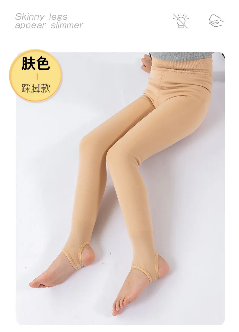 High Quality Winter Fur Girls Leggings Thick Velvet Children Pants Warm Elastic Waist Cotton Kids Girls Trouse