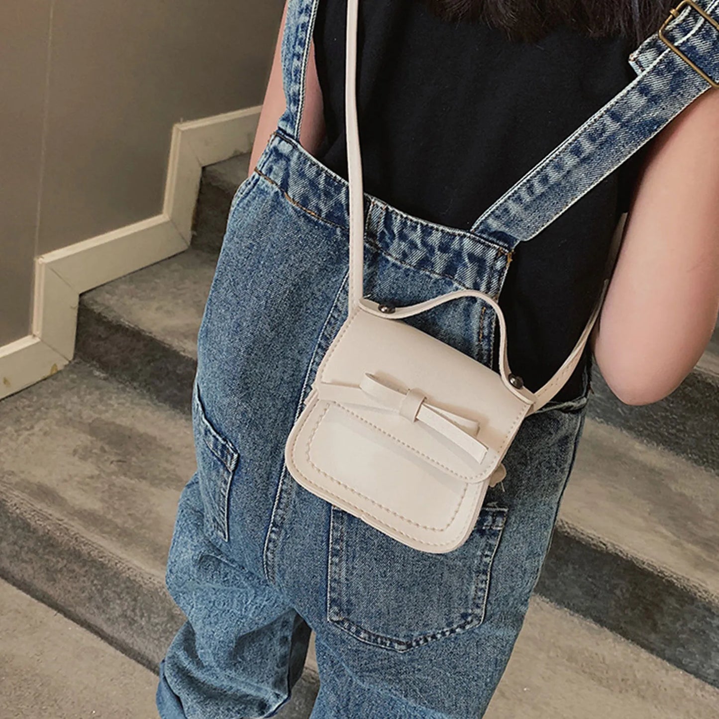 Cute Leather Girl Messenger Bags Sweet Cool Style Matching Shoulder Bag Solid Bowknot Crossbody Coin Purses For Gift