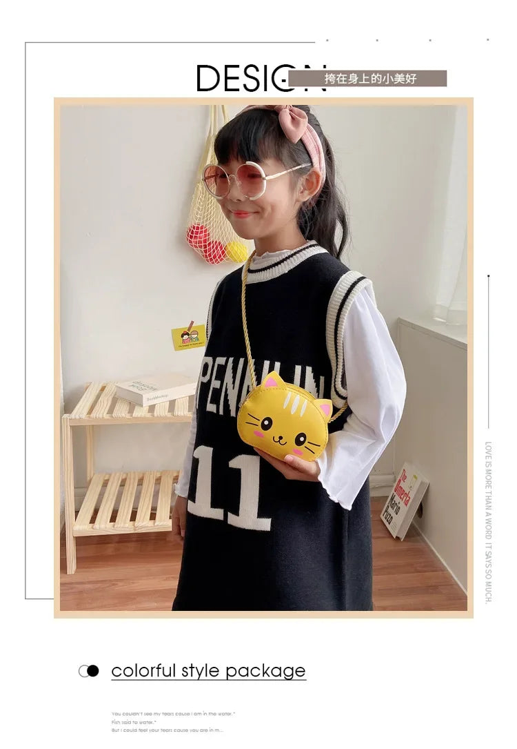 Cute Design Children's Small Cat Shoulder Bags Lovely Baby Girls Coin Purse Boys Kids Crossbody Bag Handbag Princess Accessories