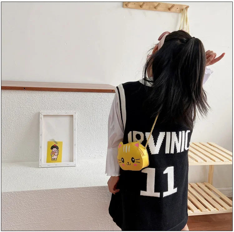 Cute Design Children's Small Cat Shoulder Bags Lovely Baby Girls Coin Purse Boys Kids Crossbody Bag Handbag Princess Accessories