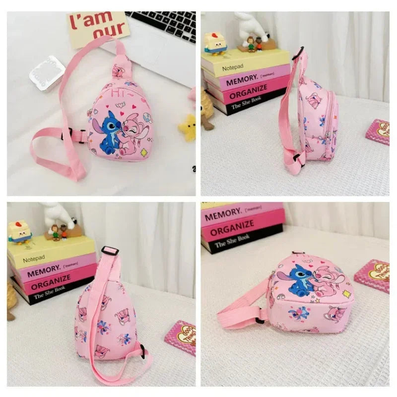 Bolsa de Peito do Stitch — Mochila Cartoon Fofa da Disney, Novo Modelo Anime, Bolsa Transversal para Viagem, Lazer e Organização — Presente de Aniversário para Menino ou Menina