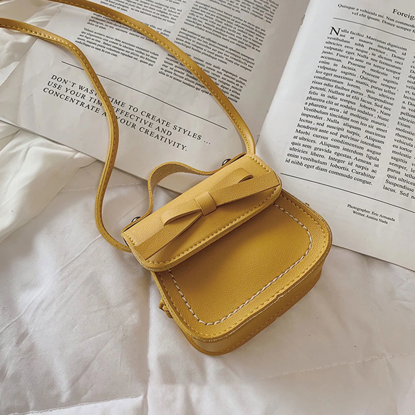 Cute Leather Girl Messenger Bags Sweet Cool Style Matching Shoulder Bag Solid Bowknot Crossbody Coin Purses For Gift