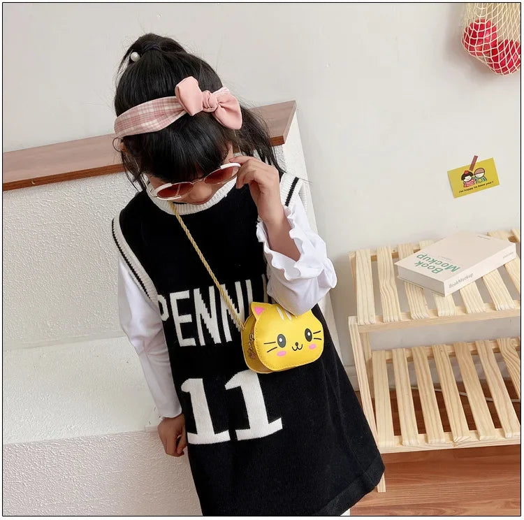 Cute Design Children's Small Cat Shoulder Bags Lovely Baby Girls Coin Purse Boys Kids Crossbody Bag Handbag Princess Accessories