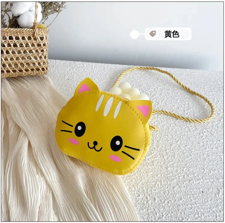 Cute Design Children's Small Cat Shoulder Bags Lovely Baby Girls Coin Purse Boys Kids Crossbody Bag Handbag Princess Accessories