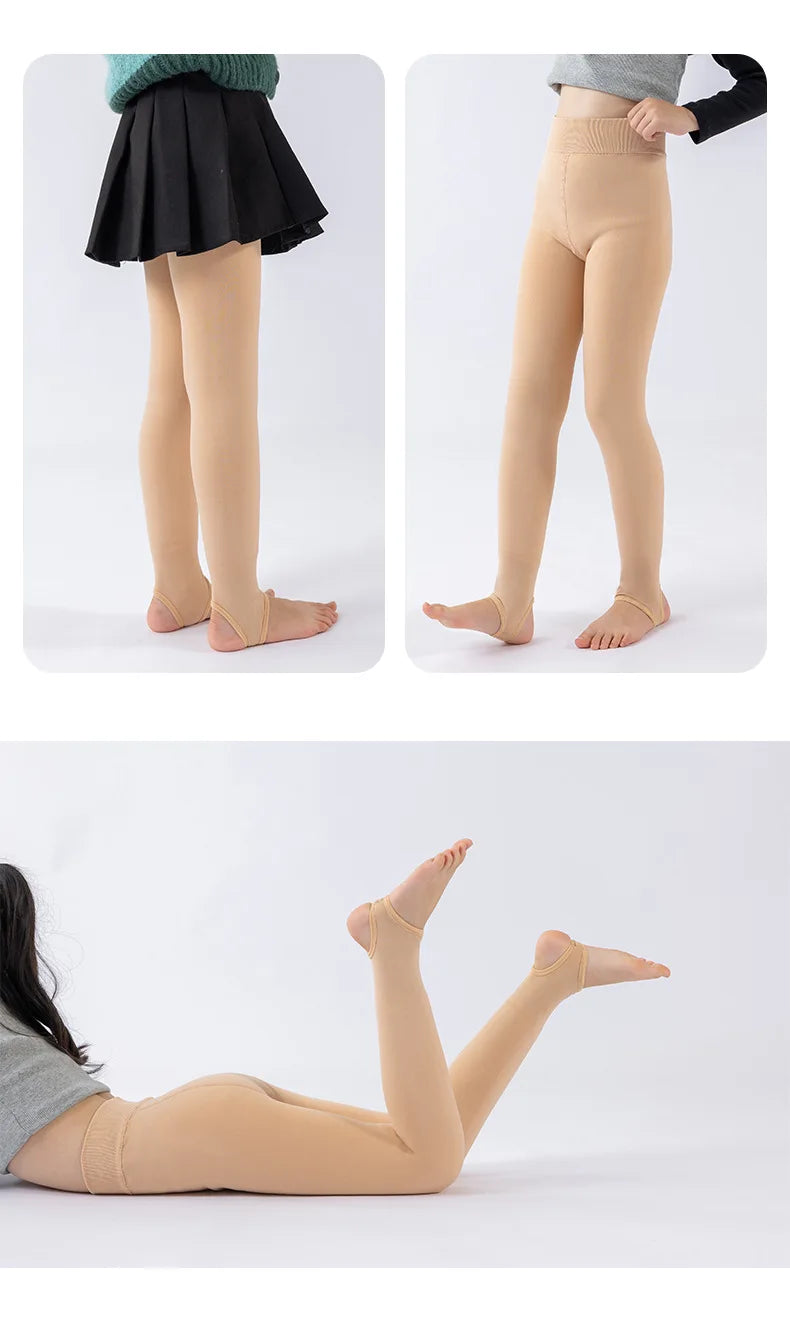 High Quality Winter Fur Girls Leggings Thick Velvet Children Pants Warm Elastic Waist Cotton Kids Girls Trouse