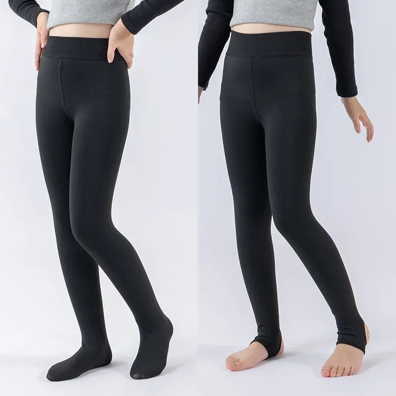 High Quality Winter Fur Girls Leggings Thick Velvet Children Pants Warm Elastic Waist Cotton Kids Girls Trouse