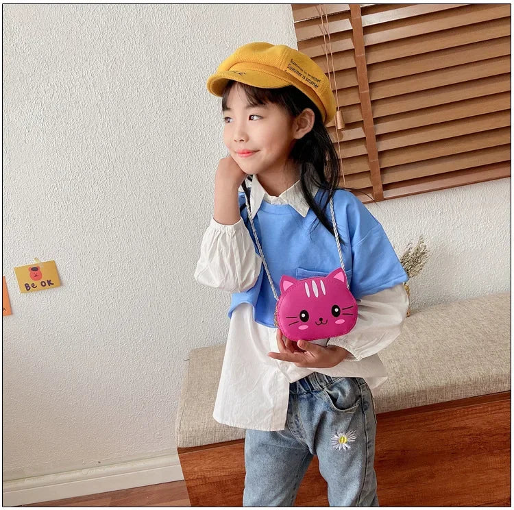 Cute Design Children's Small Cat Shoulder Bags Lovely Baby Girls Coin Purse Boys Kids Crossbody Bag Handbag Princess Accessories