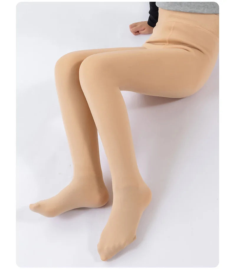 High Quality Winter Fur Girls Leggings Thick Velvet Children Pants Warm Elastic Waist Cotton Kids Girls Trouse