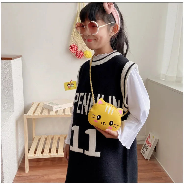 Cute Design Children's Small Cat Shoulder Bags Lovely Baby Girls Coin Purse Boys Kids Crossbody Bag Handbag Princess Accessories