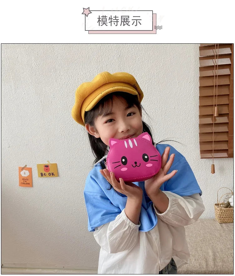 Cute Design Children's Small Cat Shoulder Bags Lovely Baby Girls Coin Purse Boys Kids Crossbody Bag Handbag Princess Accessories