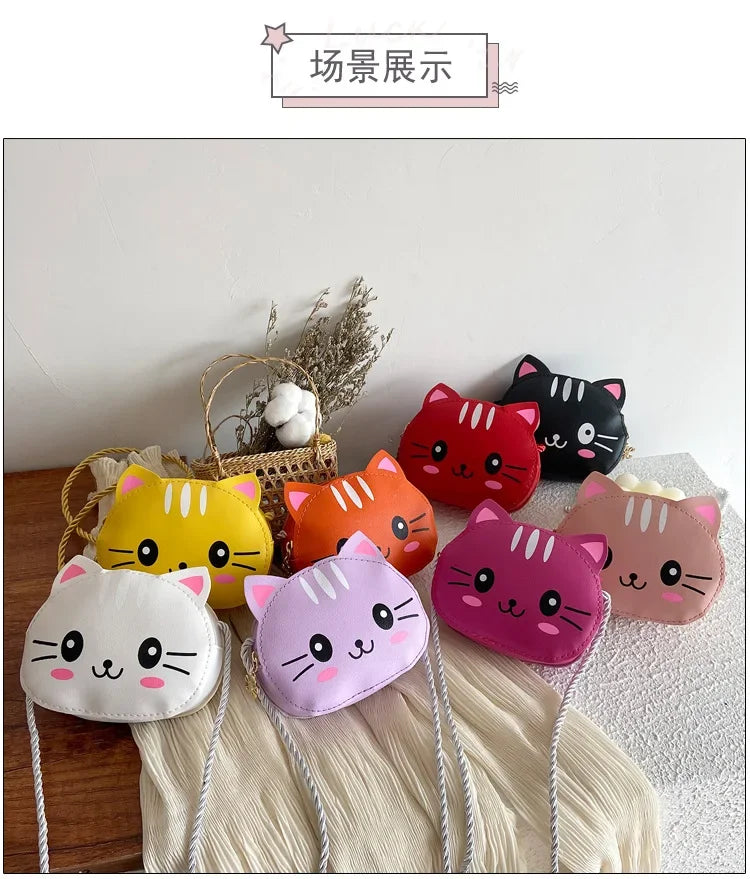 Cute Design Children's Small Cat Shoulder Bags Lovely Baby Girls Coin Purse Boys Kids Crossbody Bag Handbag Princess Accessories