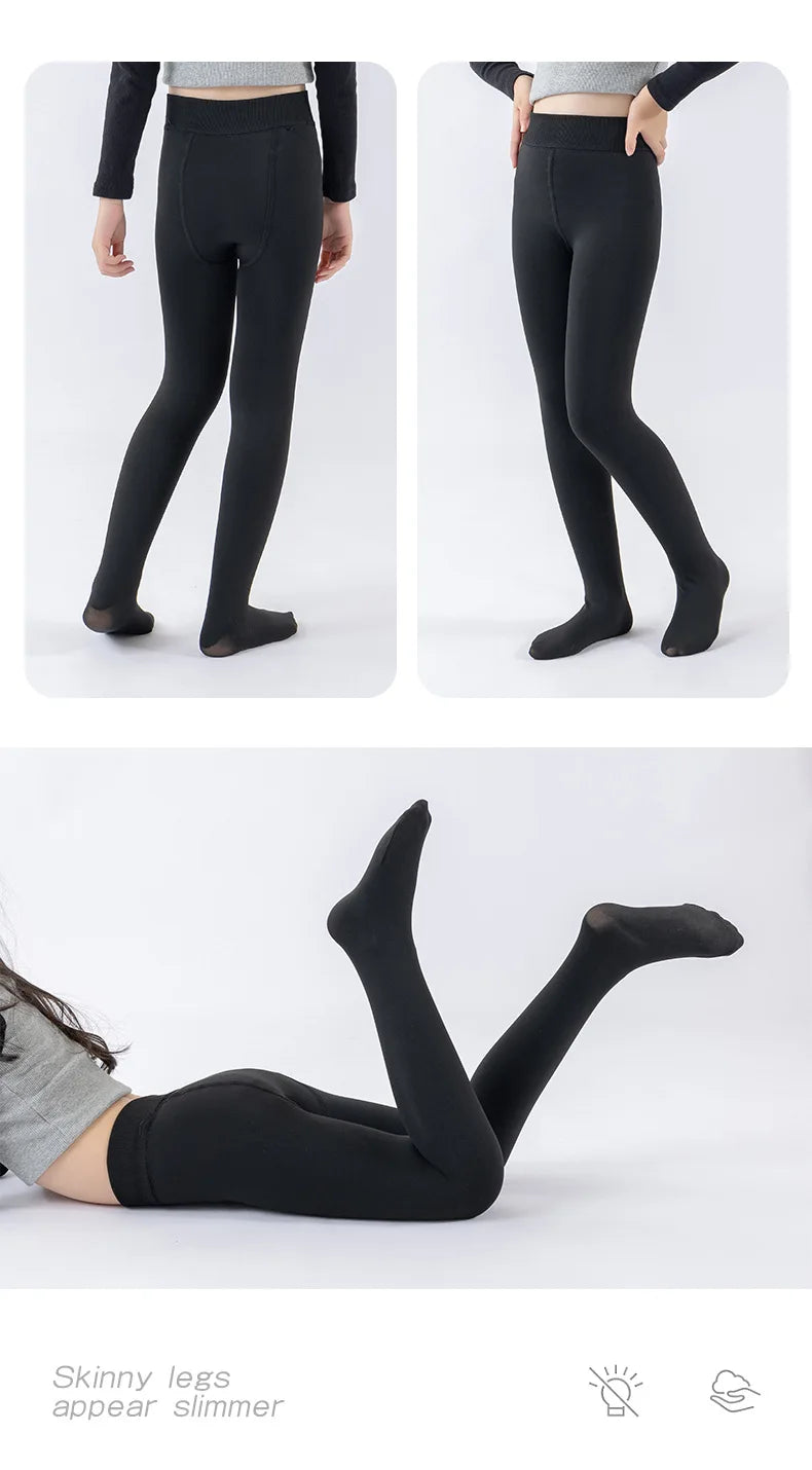 High Quality Winter Fur Girls Leggings Thick Velvet Children Pants Warm Elastic Waist Cotton Kids Girls Trouse