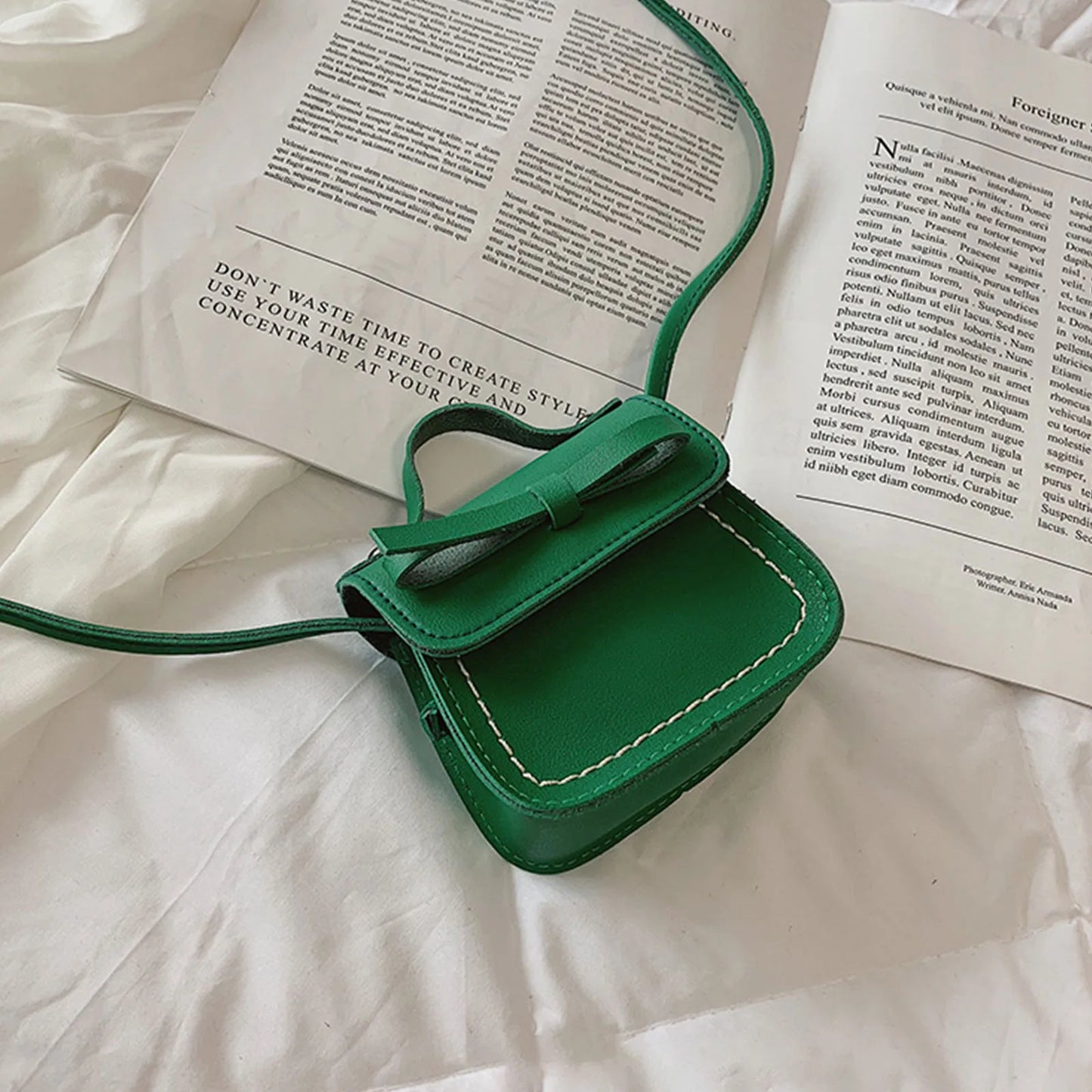 Cute Leather Girl Messenger Bags Sweet Cool Style Matching Shoulder Bag Solid Bowknot Crossbody Coin Purses For Gift