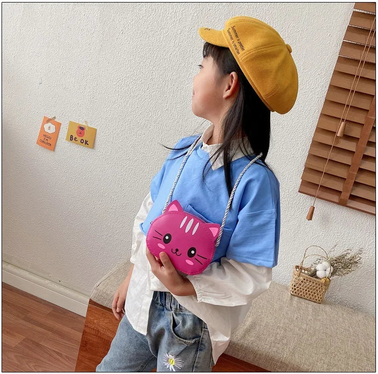 Cute Design Children's Small Cat Shoulder Bags Lovely Baby Girls Coin Purse Boys Kids Crossbody Bag Handbag Princess Accessories