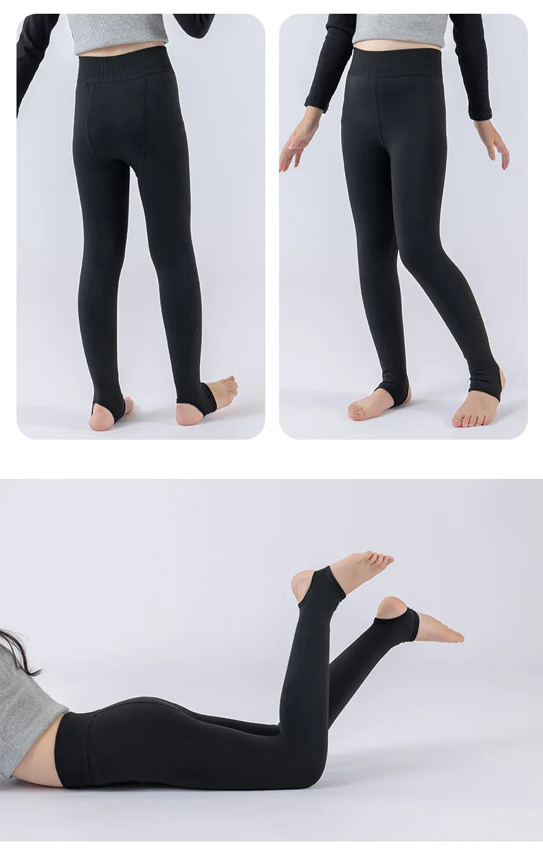 High Quality Winter Fur Girls Leggings Thick Velvet Children Pants Warm Elastic Waist Cotton Kids Girls Trouse
