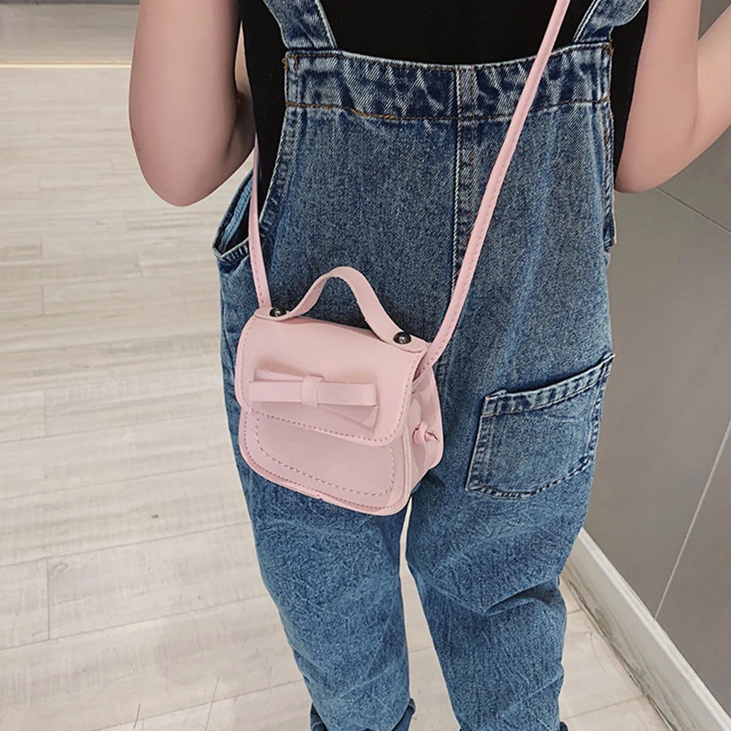 Cute Leather Girl Messenger Bags Sweet Cool Style Matching Shoulder Bag Solid Bowknot Crossbody Coin Purses For Gift