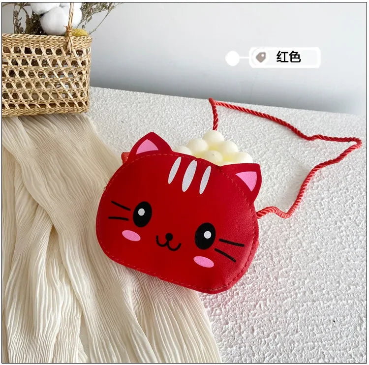 Cute Design Children's Small Cat Shoulder Bags Lovely Baby Girls Coin Purse Boys Kids Crossbody Bag Handbag Princess Accessories