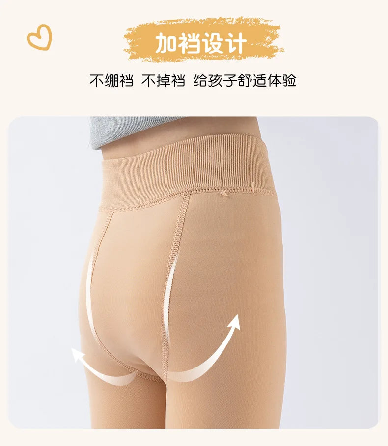 High Quality Winter Fur Girls Leggings Thick Velvet Children Pants Warm Elastic Waist Cotton Kids Girls Trouse