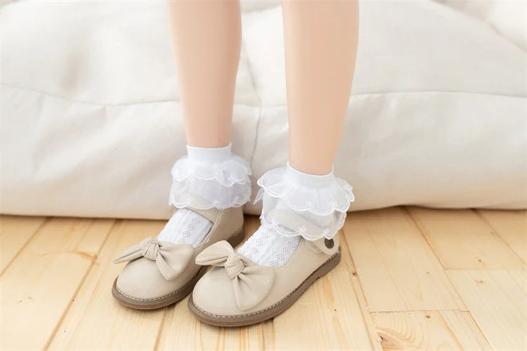 3Pairs/set Kids Socks For Girls Princess Lace White Pink Children's Sock Cotton Soft Teenagers Socks Summer Spring Autumn 1-15Y