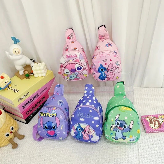 Bolsa de Peito do Stitch — Mochila Cartoon Fofa da Disney, Novo Modelo Anime, Bolsa Transversal para Viagem, Lazer e Organização — Presente de Aniversário para Menino ou Menina
