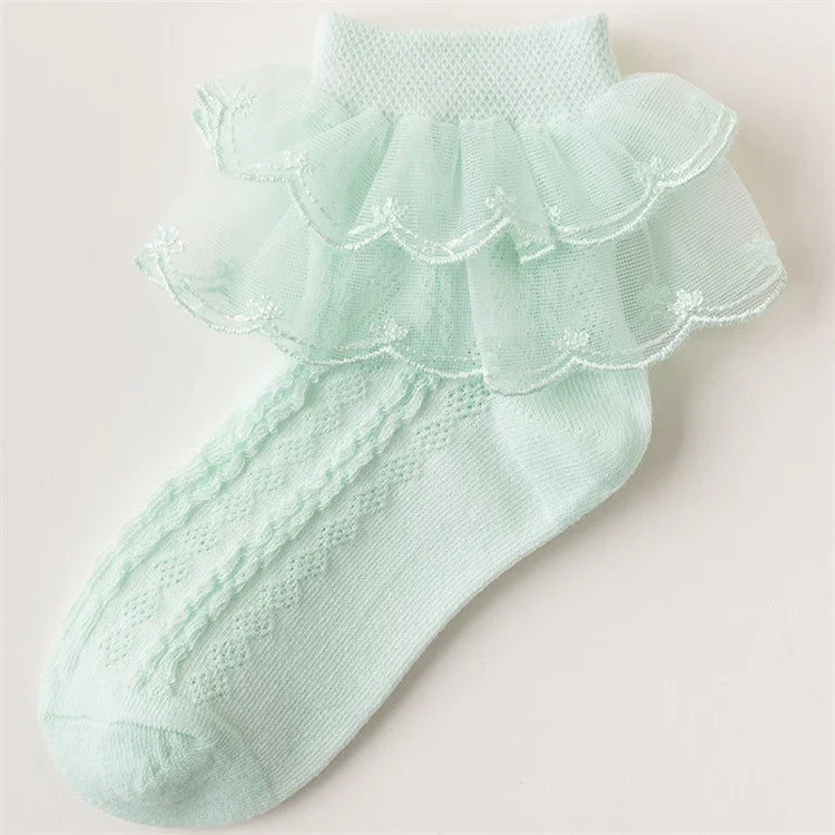 3Pairs/set Kids Socks For Girls Princess Lace White Pink Children's Sock Cotton Soft Teenagers Socks Summer Spring Autumn 1-15Y