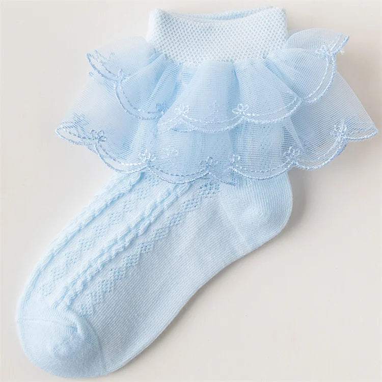 3Pairs/set Kids Socks For Girls Princess Lace White Pink Children's Sock Cotton Soft Teenagers Socks Summer Spring Autumn 1-15Y
