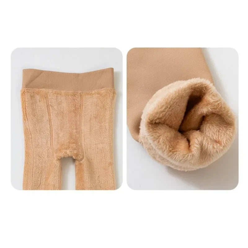 High Quality Winter Fur Girls Leggings Thick Velvet Children Pants Warm Elastic Waist Cotton Kids Girls Trouse